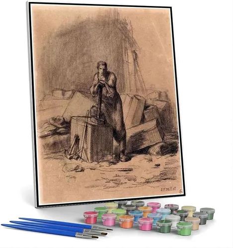 Vista 6 de Kits de pintura por números para adultos y niños La tentación de San Antonio Pintura por Jean-Francois Millet DIY Pintura al óleo por números Kits