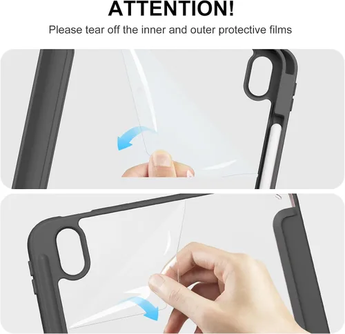 Vista 8 de Funda para iPad (A16) de 11ª generación de 11 pulgadas 2025, funda para iPad de 10.9 pulgadas 2022 con soporte para lápices, funda a prueba de Negro