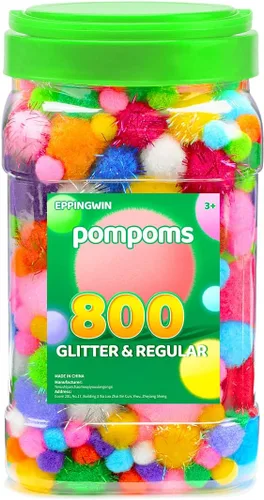 Vista 20 de Eppingwin - 2000 pompones negros, pompones suaves de 1 cm para manualidades, 0.4 pulgadas para proyectos de bricolaje de arte y manualidades (negro)