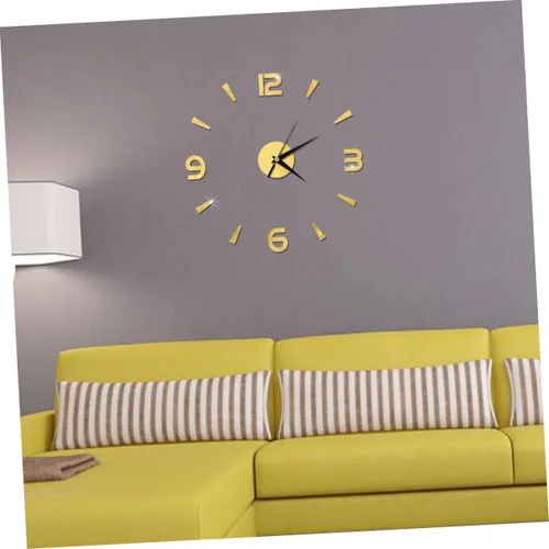 Vista 3 de IMIKEYA Reloj de pared sin marco, reloj de pared dorado, pegatinas de espejo, sin marco, reloj de pared, reloj acrílico, mural, hogar, reloj