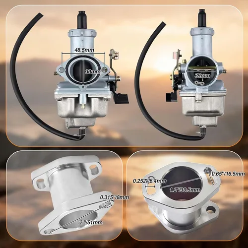 Vista 2 de VM26 1.181 in PZ30 Carburador Mainfold Entrada Tubo de Entrada Filtro de Aire para Predator 301cc 420cc 13hp 15hp Motor Mini Bike Go Kart Plata
