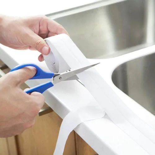 Vista 3 de Tira de calafateo de pared de bañera de polietileno autoadhesiva impermeable, sellador de calafateo decorativo para cocina, baño, ducha, inodoro