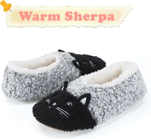 Vista 4 de The Metluks Lindas pantuflas de casa de animales, calcetines cálidos y mullidos con pinzas antideslizantes, regalos divertidos y acogedores