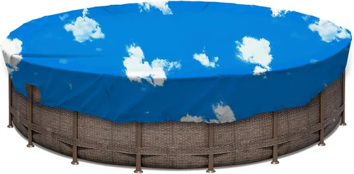 Vista 9 de SunnyRoyal Cubierta de piscina para piscinas sobre el suelo, cubierta redonda de invierno de 10 pies para piscinas de 6 pies, cubierta de seguridad