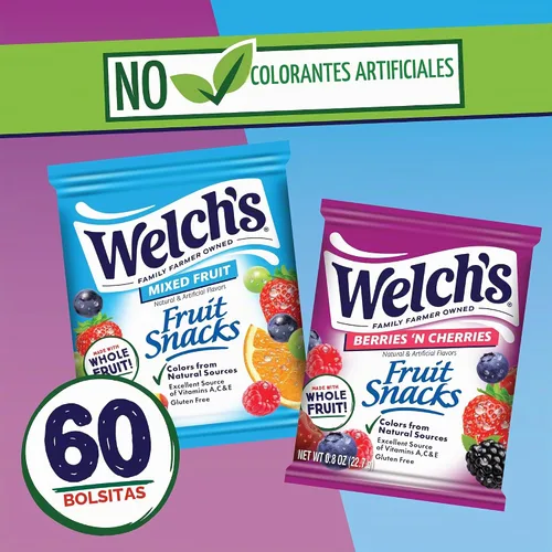 Vista 3 de Welch's Bocadillos de frutas, frutas mixtas y bayas 'N cerezas, 0.8 onzas