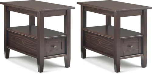 Vista 16 de SIMPLIHOME - Mesa lateral estrecha rectangular Warm Shaker, de madera maciza, de 14 pulgadas de ancho, estilo transicional, color negro, para sala