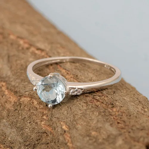 Vista 3 de Solitaire - Anillo de compromiso de plata de ley 925 con piedras preciosas naturales de citrino multielección, Gema