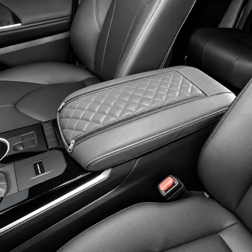 Vista 135 de Great-luck Funda de cuero para consola central, almohadilla para reposabrazos, accesorios de cubierta de caja (costuras rojas) para BMW X1 2023 2024