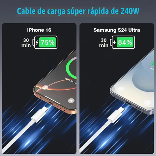 Vista 3 de QZIIW Cable USB C a USB C, Carga Rápida de 240W [3/3/3 Pies Paquete de 3] Cable Cargador Tipo C, Cable Cargador de Teléfono USB C para iPhone 17 16