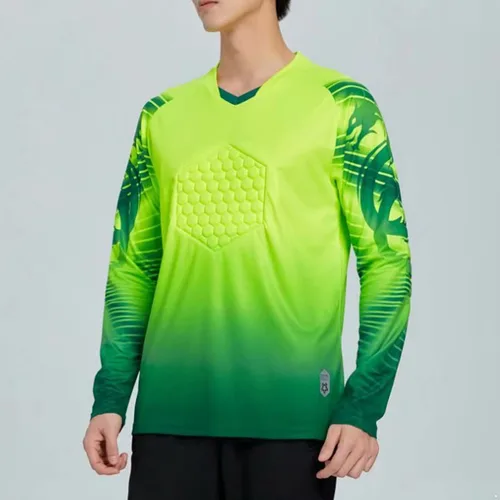 Vista 4 de Camiseta de portero para hombre, camiseta de portero acolchada en el pecho, camiseta de fútbol de fútbol, camiseta de manga larga, traje deportivo