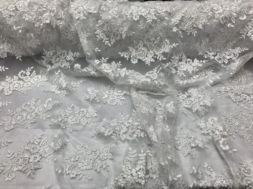 Vista 18 de Valentina Textil Lentejuelas Tela de encaje con adornos en malla VT-012 (1 yarda, azul bebé)