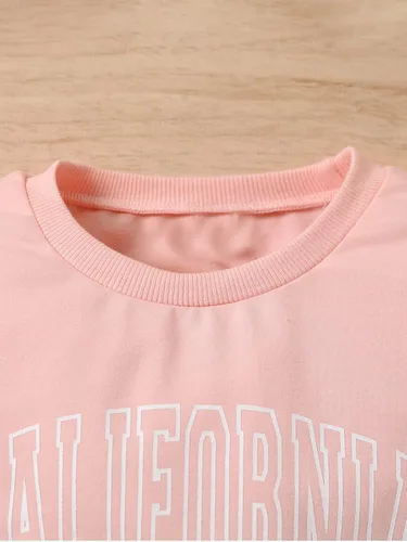 Vista 5 de Floerns Falda plisada con estampado gráfico de letras para niñas, traje de dos piezas
