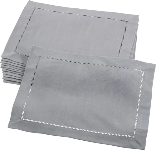 Vista 57 de SARO LIFESTYLE Servilleta de cóctel con borde cosido (juego de 12), negro, 6"x6