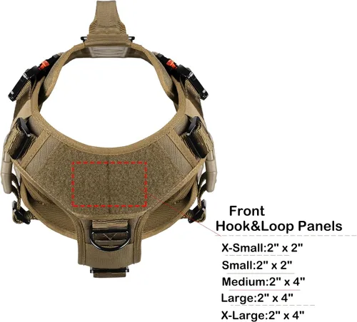 Vista 5 de ICEFANG - Arnés táctico para perro con 6 hebillas, chaleco con sistema molle con asa para perro, 3/4 del cuerpo, panel con velcro para parche