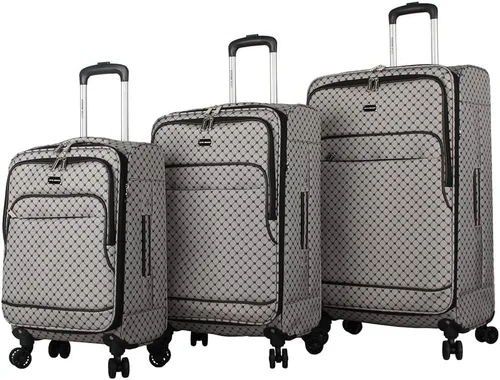 Vista 73 de Steve Madden Equipaje de diseñador, Chalet Gris Claro, Juego de maleta giratoria ligera expandible de 3 piezas - Juego de viaje