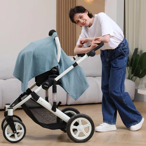 Vista 3 de Funda de asiento de automóvil 100% muselina de algodón para bebé, cubierta de toldo para asiento de automóvil, fundas de ajuste universal para niños