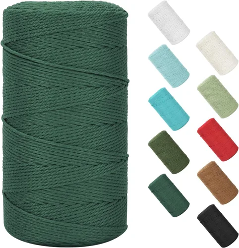 Vista 152 de Cuerda de macramé de 0.079 in x 220 yardas (656 pies), cuerda de algodón natural para colgar en la pared, ganchos de plantas, manualidades Verde