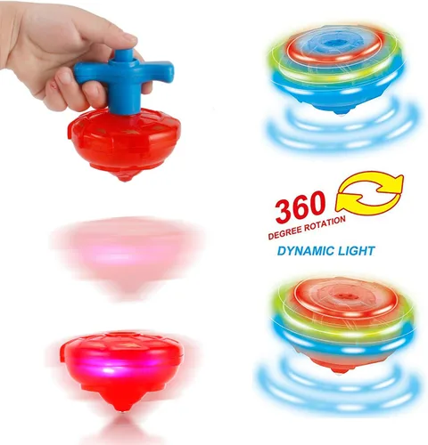 Vista 7 de Paquete de 12 tops giratorios iluminados – Tops giratorios OVNI con giroscopio, juguete LED intermitente a granel, recuerdos de fiesta novedosos