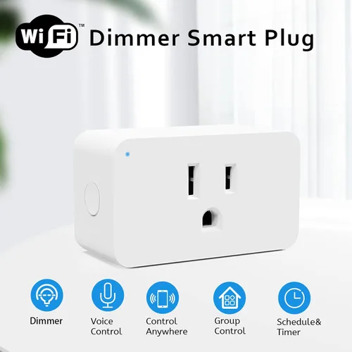 Vista 5 de Smart Dimmer Plug, 2.4G Wi-Fi regulable Smart Plug, interruptor de 2 vías, control de voz, blanco App Remote Control, No Hub Required, Set