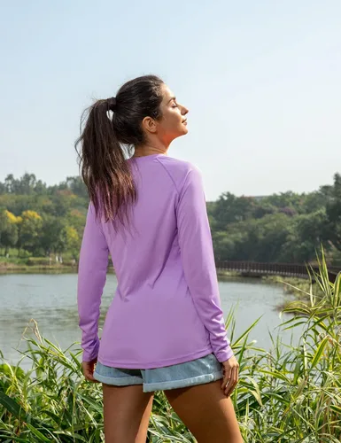 Vista 5 de BALEAF Camisas de manga larga para mujer, protección solar UPF50+, secado rápido, senderismo, pesca