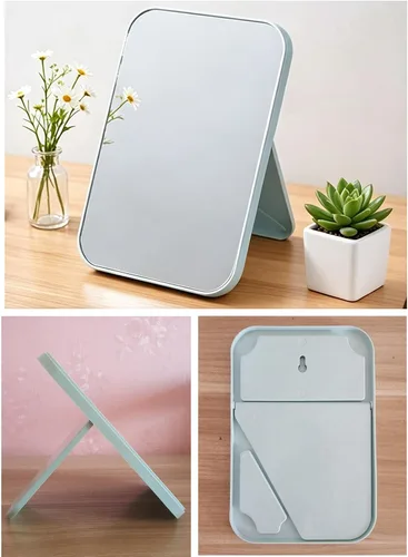 Vista 5 de Espejo de mesa Super HD con soporte plegable - Espejo de maquillaje de mano libre/de mano Verde