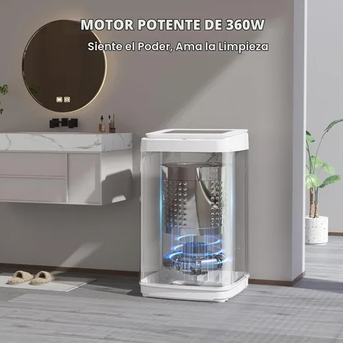 Vista 4 de Zynkez Lavadora portátil de 14 libras, lavadora portátil totalmente automática con 10 programas, 3 niveles de agua, bomba de drenaje, lavadora