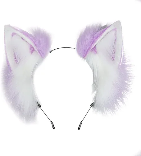 Vista 10 de VIGVAN Diademas de animales Cosplay orejas Fox Punk Cross 3c negro