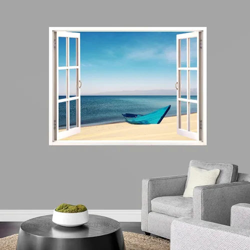 Vista 13 de IDEA4WALL Adhesivo mural removible para pared, arena blanca tropical, playa, orilla, palmera, naturaleza, desierto, fotografía, arte moderno