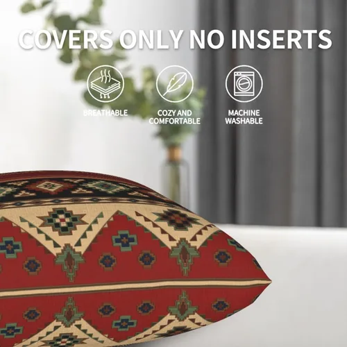 Vista 6 de Fundas de almohada étnicas tribales, decoración occidental, estilo bohemio, azteca, rojo y negro, fundas de almohada para decoración del hogar al