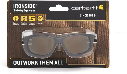Vista 5 de Carhartt Ironside Safety Glasses, Retail Clamshell Packaging, Black/Tan Frame, Sandstone Bronze Anti-Fog Lens