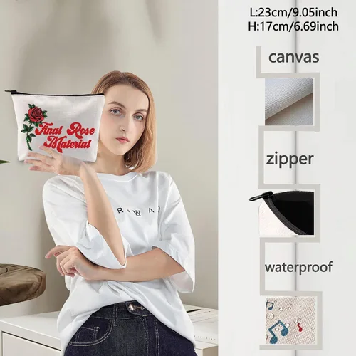 Vista 3 de LEVLO Bolsa de maquillaje cosmética para fanáticos de soltero, regalo inspirado en programas de televisión de soltero, material de rosa, bolsa