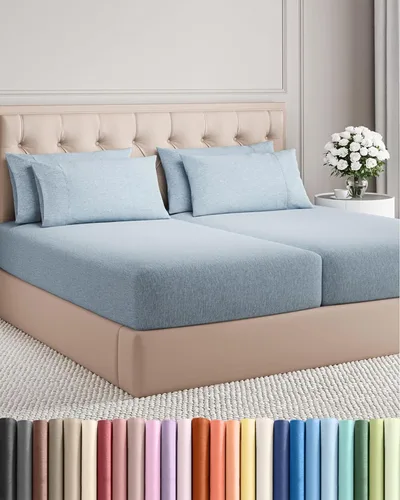Vista 256 de Juego de sábanas Twin de 4 piezas - Cómodo, transpirable y refrescante - Juego de ropa de cama de lujo de hotel ultrasuave con bolsillos profundos