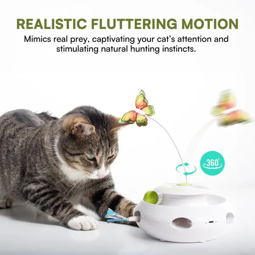 Vista 3 de ALL FOR PAWS Repuestos de mariposa para juguetes automáticos de gatos, mariposa aleteante realista, material de tela mejorado para un juego