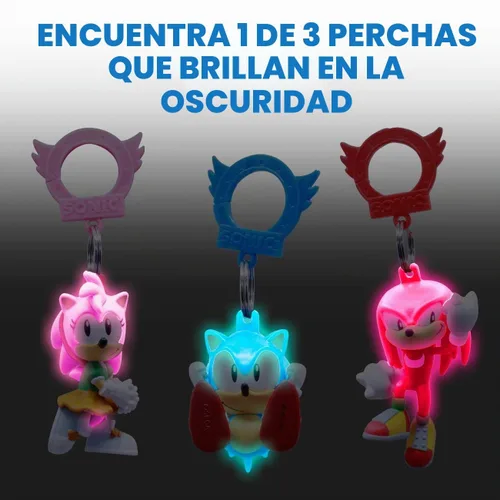 Vista 2 de Just Toys LLC Ganchos para mochila Sonic The Hedgehog, Multi, 4 pulg.