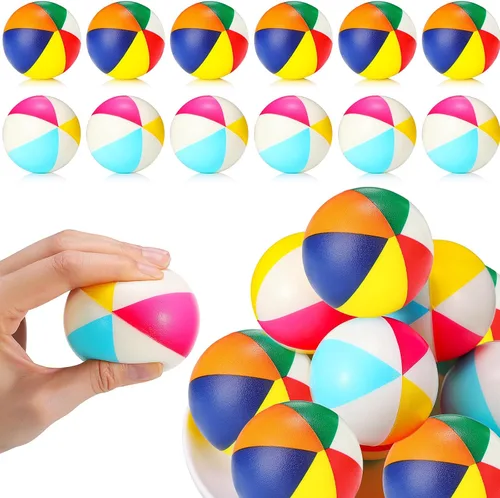 Vista 10 de Jerify - 24 mini bolas de estrés para playa de 2.5 pulgadas, espuma de arcoíris, recuerdos de fiesta Soft PU Foam Stress Relief, Colorful Toys for