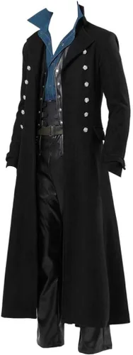 Vista 4 de Chaqueta vintage steampunk para hombre, estilo gótico, victoriano, uniforme, disfraz de Halloween