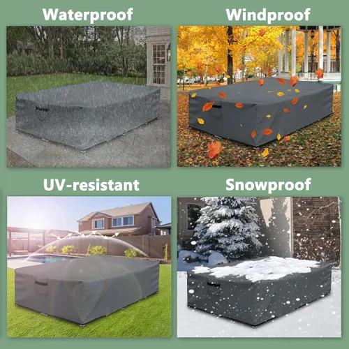 Vista 6 de Funda impermeable para muebles de exterior, funda modular para exteriores, fundas rectangulares para patio para juego de muebles de exterior, 110" L