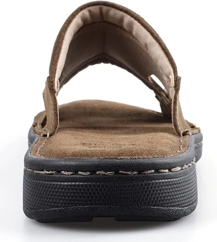 Vista 5 de TIESTRA Sandalias de cuero para hombre, cómodas, ligeras, informales, de verano, para la playa, para interiores y exteriores, sandalias deslizantes