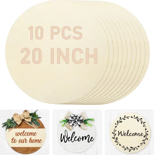 Vista 9 de Whaline Círculos de Madera de 18 Pulgadas para Manualidades 10 Piezas Navidad Discos de Madera Redondos Sin Terminar Letrero de Madera Rústica