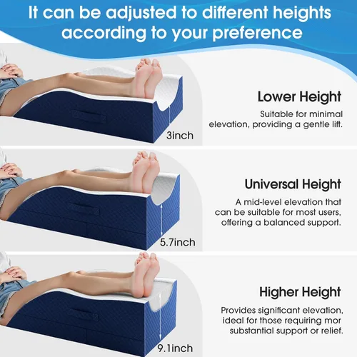Vista 8 de TranquilRelax Almohada para piernas, almohada de elevación de piernas con almohadilla y espuma viscoelástica, almohada de altura ajustable