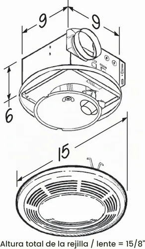 Vista 5 de [Usado] Broan Ventilador y luz combinación, Blanco, 750