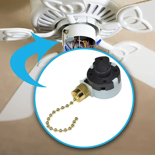 Vista 7 de HQRP Interruptor de control de 4 cables de 3 velocidades compatible con ventilador de techo Westinghouse, función L-1-2-3, L-2-3, L-1-3, L-1-2 +