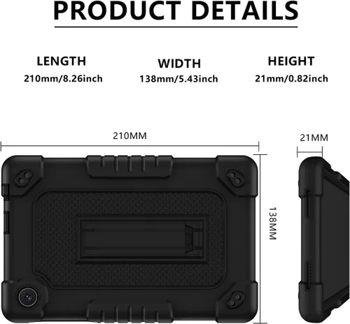Vista 5 de Funda protectora para tablet TCL Tab 8 Plus, correa para el hombro, silicona suave y parte trasera dura, a prueba de golpes, para TCL Tab 8 Plus/TCL