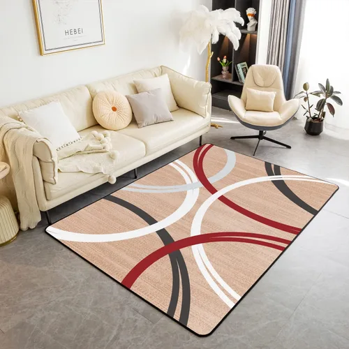 Vista 22 de Alfombra de área en espiral colorida de 3 x 5 pies, abstracta y moderna geométrica, decoración de remolinos, antideslizante, para hombres, mujeres