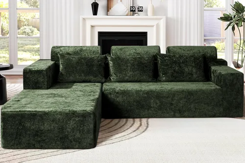 Vista 19 de Homguava - Sillones seccionales modulares para sala de estar, sofá de 101" en forma de nube con chaise en L, cómodo sofá de sala de estar