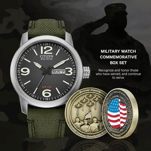 Vista 7 de Citizen BM8570-09E - Reloj militar conmemorativo para hombre, Citizen Caja conmemorativa de reloj militar para hombre BM8570-09E personalizado