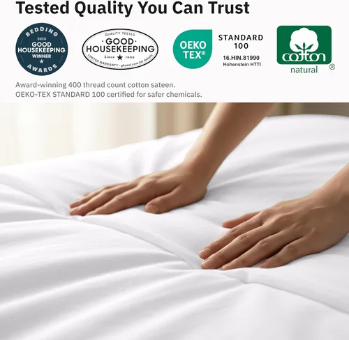 Vista 7 de California Design Den Solo funda de edredón individual XL/individual – Ganador de los premios Good Housekeeping Best Bedding Awards 2025, satén