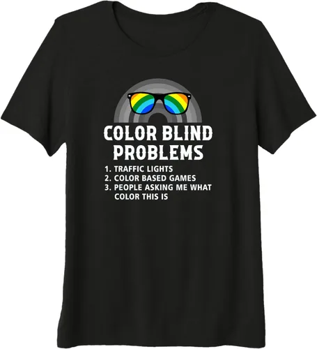 Vista 5 de Color Blind Problems Blindness Test Eye Glasses Rainbow Premium T-Shirt