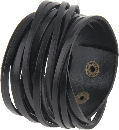 Vista 2 de GelConnie - Brazalete de piel, brazaletes trenzados punk, pulseras rock de piel, brazaletes góticos con correa ajustable, para hombre, mujer.