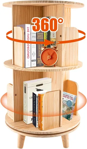 Vista 12 de Estantería giratoria de 1 nivel con 360 niveles para almacenamiento de pie para niños, organizador multifuncional, estantería giratoria, estantería